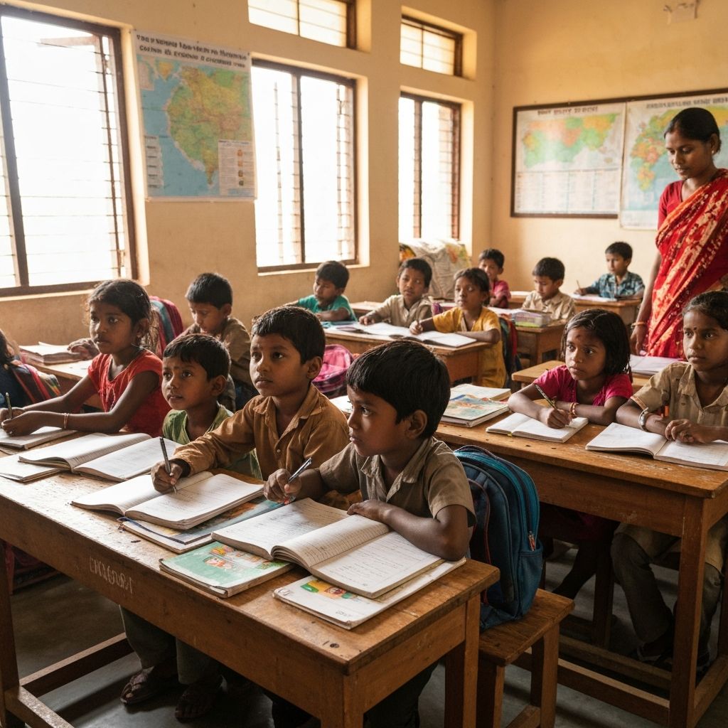 Children learning together in rural India