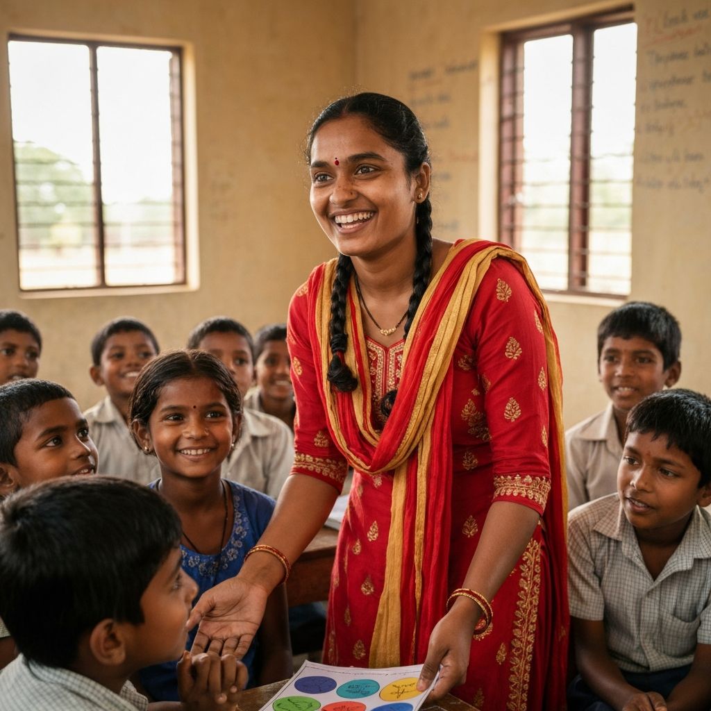 Priya teaching students in rural India